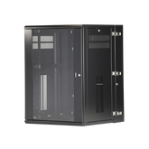 Gabinete PanZone de Montaje en Pared, de 19in, Puerta con Ventana de Seguridad, 18 UR, 635mm de Profundidad, Color Negro